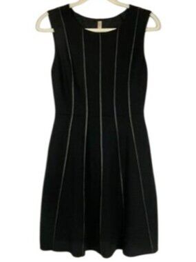 Bailey 44 Black A-Line Knit Midi Dress Trim Sleeveless Stretch Small